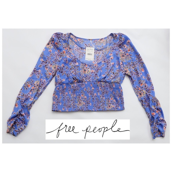 NWT Free People Long Sleep Top Bluebell Combo - Picture 7 of 8